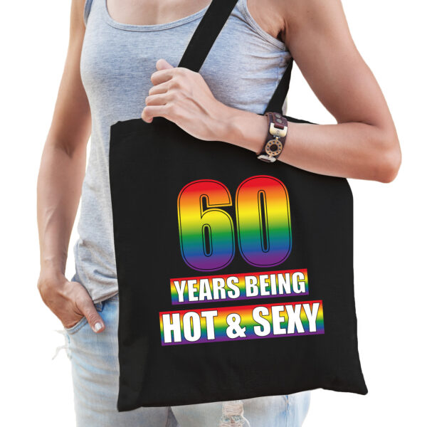 Hot en sexy 60 jaar verjaardag cadeau tas zwart voor volwassenen - Gay/ LHBT / cadeau tas