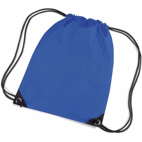 Blauwe nylon rugtas met trekkoord