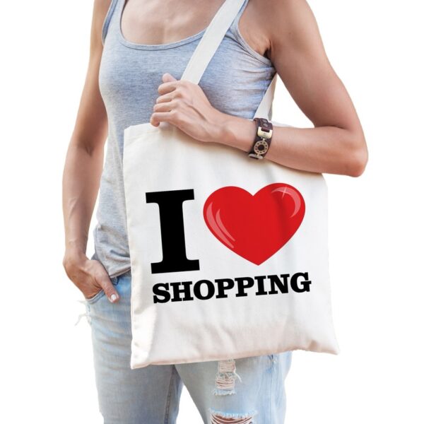 Katoenen tasje I love shopping