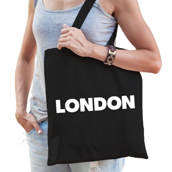 Zwarte katoenen London tas