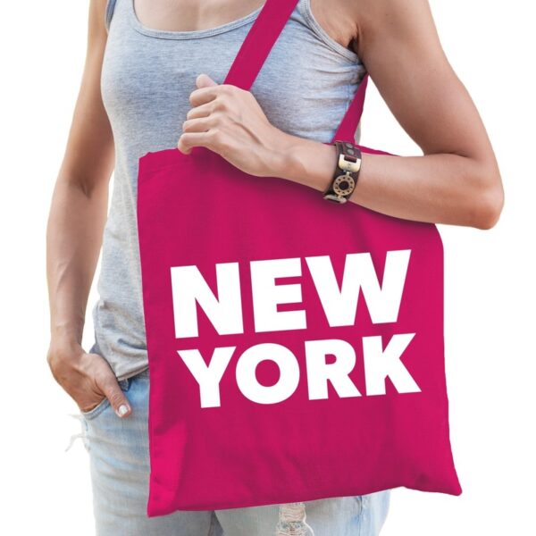 Roze katoenen tas New York