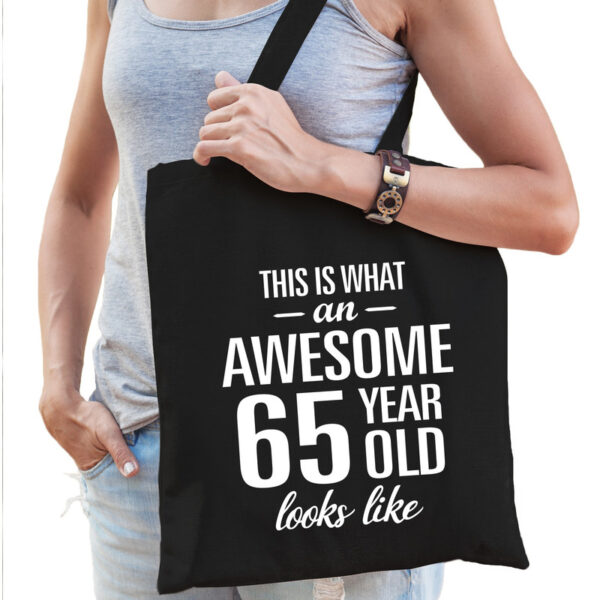 Awesome 65 year - geweldig 65 jaar cadeau - tasje - zwart - voor dames
