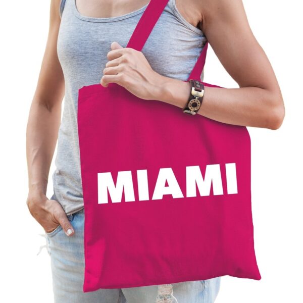 Fuchsia roze katoenen Miami tas
