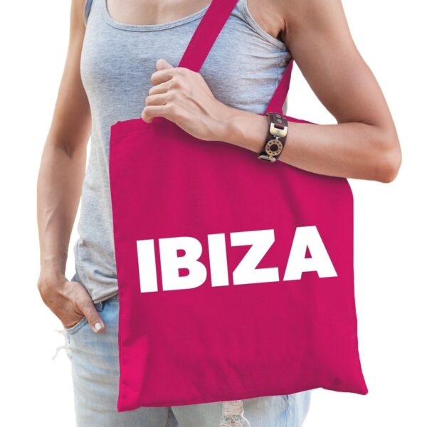 Fuchsia roze katoenen Ibiza tas