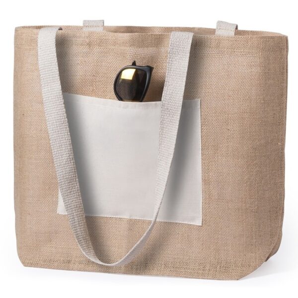 Naturel jute/katoenen shopper/boodschappentas 48 cm