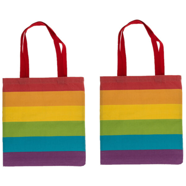 Draagtas - 2x - Pride/regenboog thema kleuren - katoen - 35 x 40 cm