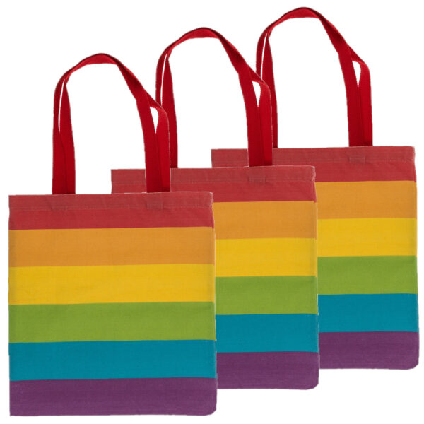 Draagtas - 5x - Pride/regenboog thema kleuren - katoen - 35 x 40 cm