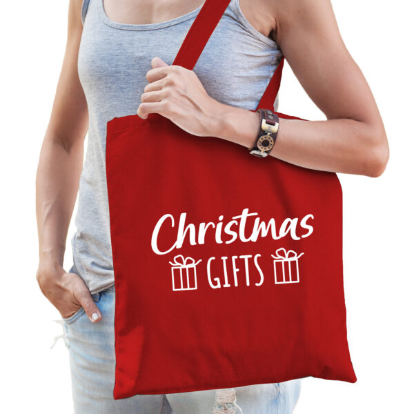 Christmas gifts katoenen tasje rood volwassenen