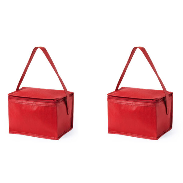 Koeltas - 2x - klein - lunch / blikjes - rood - 21 x 15 x 15 cm