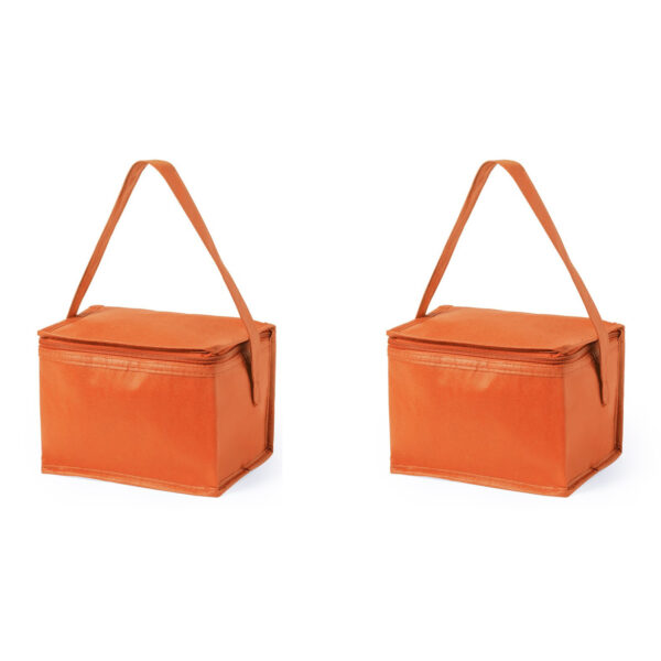 Koeltas - 2x - klein - lunch / blikjes - oranje - 21 x 15 x 15 cm