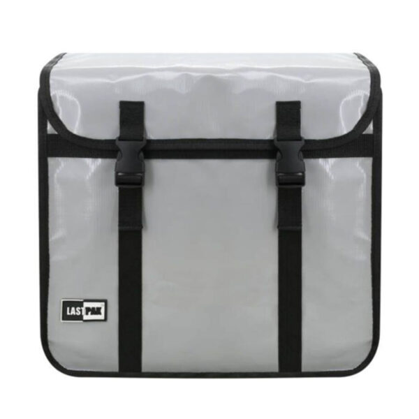 Ruime dubbele fietstas - grijs - 46L - 39 x 35 x 17 cm - PVC - kliksluiting