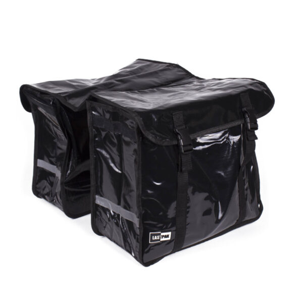 Lastpak Dubbele Fietstas - groot - zwart - 46L - 39 x 35 x 17 cm - bisonyl - gespsluiting