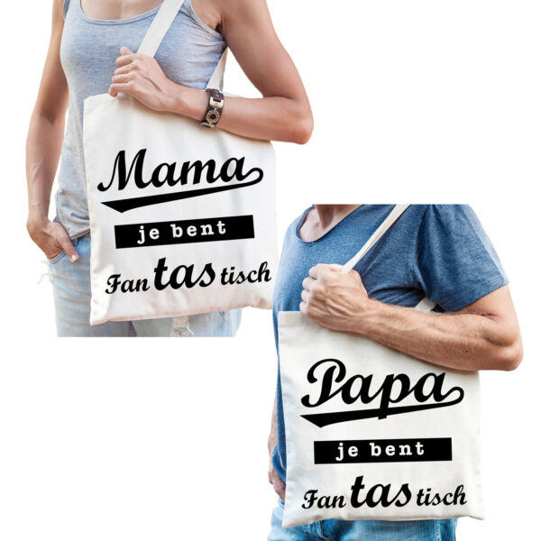 Mama en Papa je bent fanTAStisch tasje - Vaderdag en moederdag cadeau