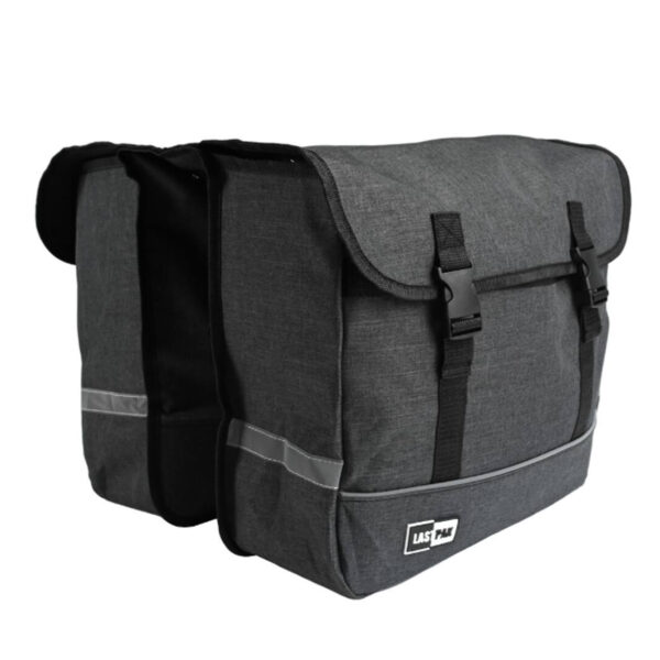 Fietstas dubbel - grijs - 35L - 36 x 34 x 14 cm - canvas - klittenbandsluiting