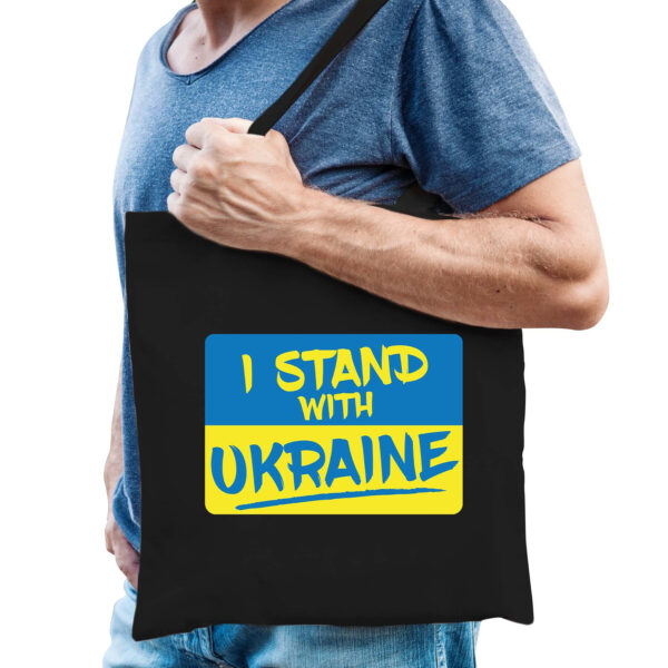 Bellatio Decorations tas - I stand with Ukraine - zwart - Oekraine shirt - Oekraiense vlag