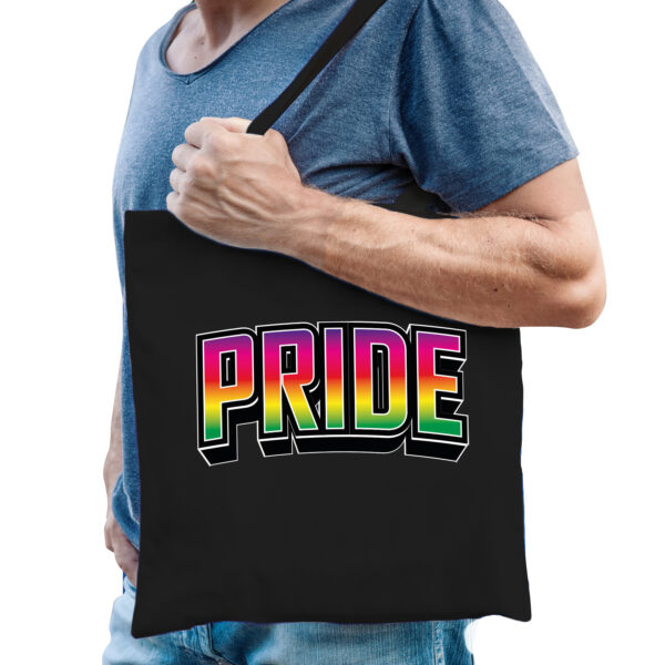 Bellatio Decorations Gay Pride tas voor heren - zwart - katoen - 42 x 38 cm - regenboog - LHBTI