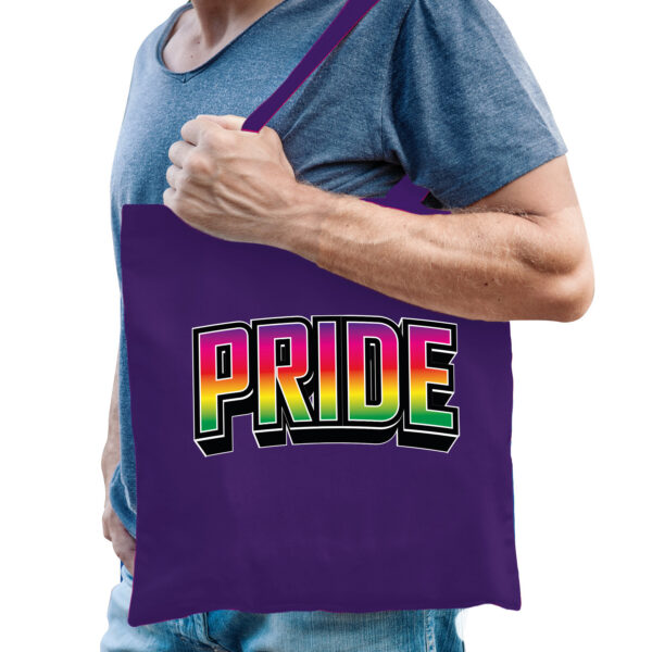 Bellatio Decorations Gay Pride tas voor heren - paars - katoen - 42 x 38 cm - regenboog - LHBTI