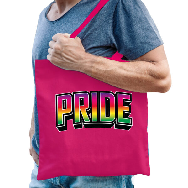 Bellatio Decorations Gay Pride tas voor heren - roze - katoen - 42 x 38 cm - regenboog - LHBTI