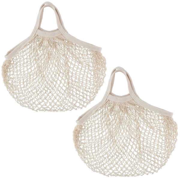 Nettas - 2x - gehaakt - katoen - 39 cm - boodschappentas