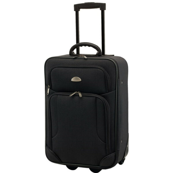 Cabine handbagage reis trolley koffer - skate wielen - 55 x 35 x 20 cm - zwart