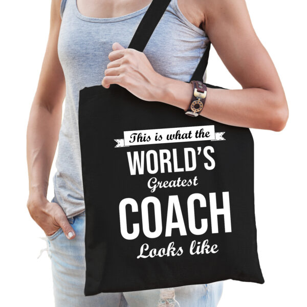 Worlds greatest COACH kado tasje voor verjaardag zwart voor dames