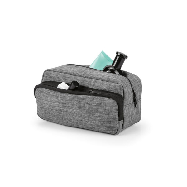 Toilettas met voorvakje en handvat - Grijs - 22 cm - Make up tas