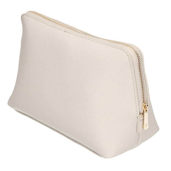 Luxe toilettas/make-up tas met rits - beige - 25 x 16 cm - Op reis