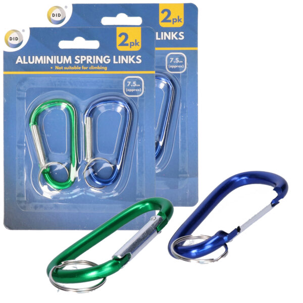 DID Karabijnhaak aluminium - set van 6x stuks - 7.5 cm