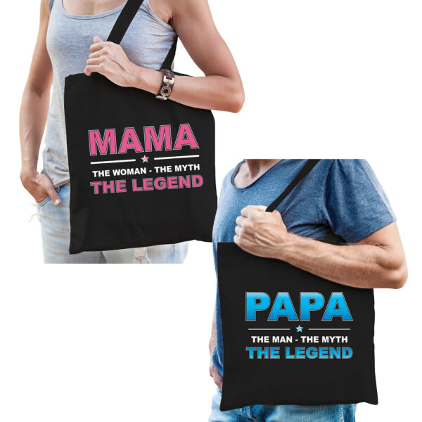 Mama en Papa the legend tasje - Vaderdag en moederdag cadeau
