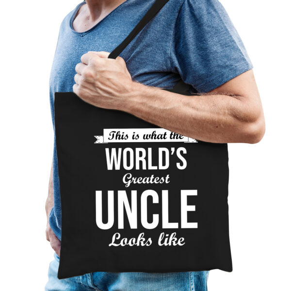 Worlds greatest UNCLE kado tasje voor verjaardag oom zwart voor heren