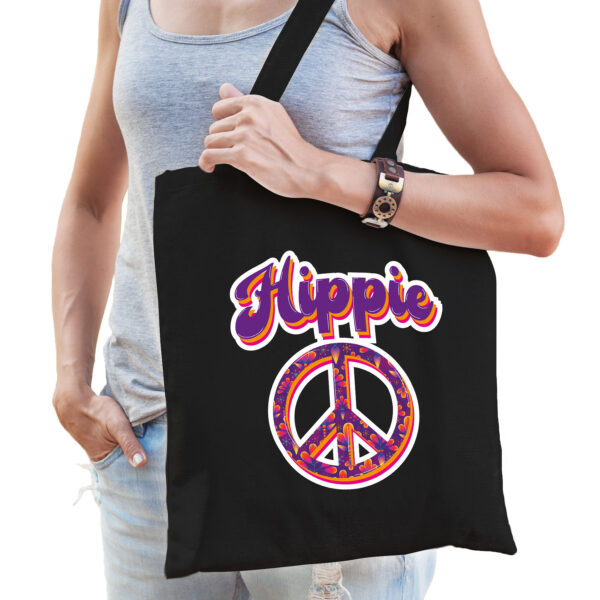 Hippie katoenen tas zwart voor volwassenen