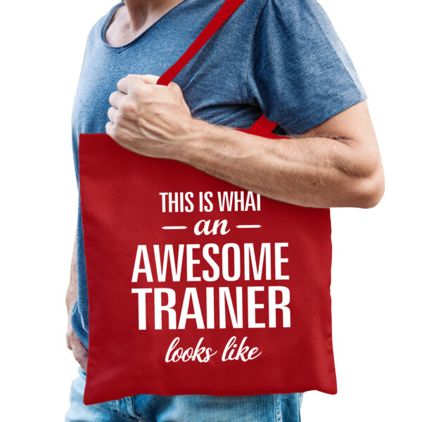 Bellatio Decorations cadeau tas voor trainer/coach - katoen - 42 x 38 cm - geweldige trainer