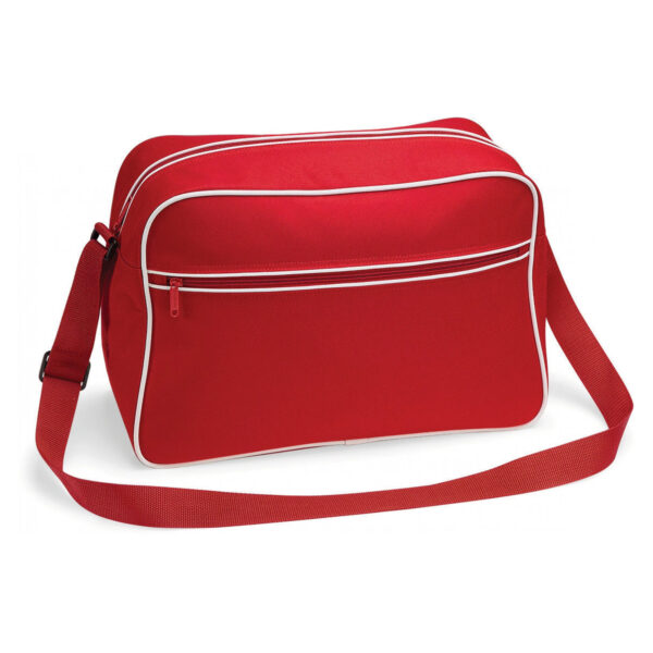 Schoudertas Retro - rood - met rits zakken - middelgroot - 40 x 28 x 18 cm - 18L