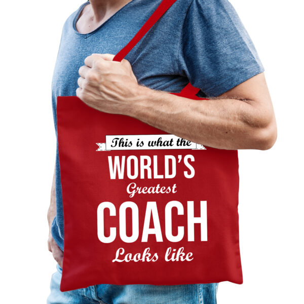 Bellatio Decorations cadeau tas voor coach/trainer - katoen - 42 x 38 cm