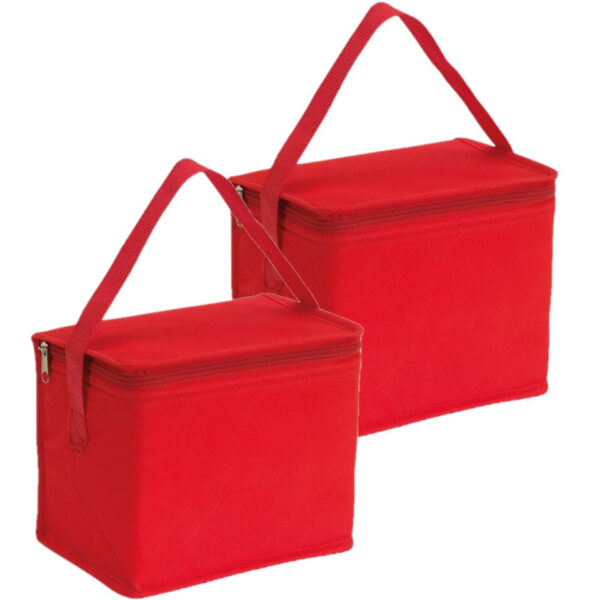 Kleine koeltas voor lunch - 2x - rood - 20 x 13 x 17 cm - 4.5 liter