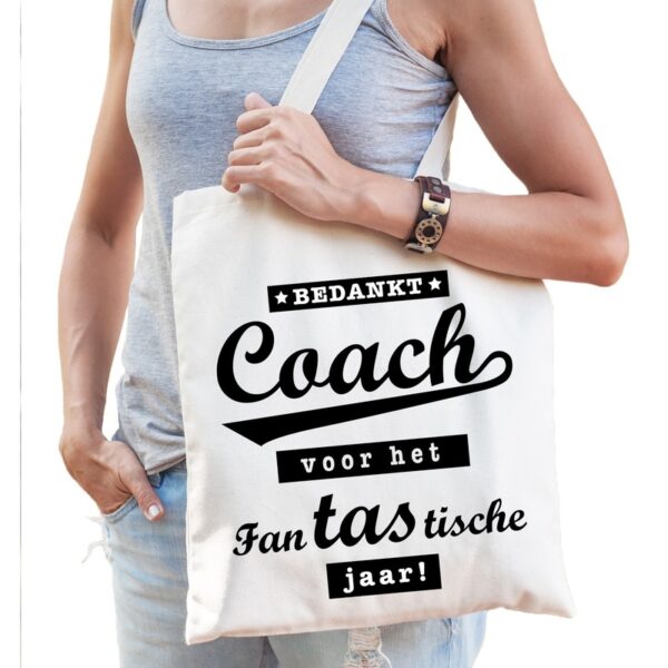 Bedankt coach voor het fantastische jaar cadeau tas katoen