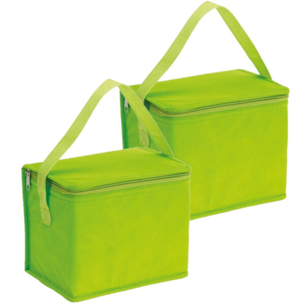 Kleine koeltas voor lunch - 2x - groen - 20 x 13 x 17 cm - 4.5 liter