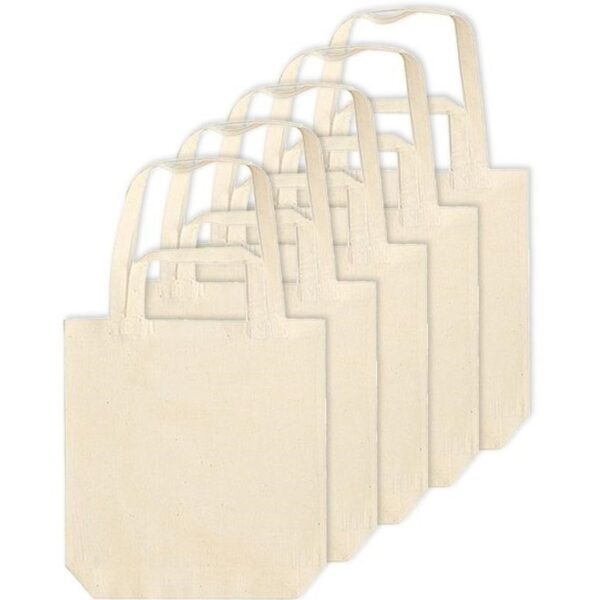 5x canvas tas met dubbel hengsel - beige - 38 x 42 cm- boodschappen