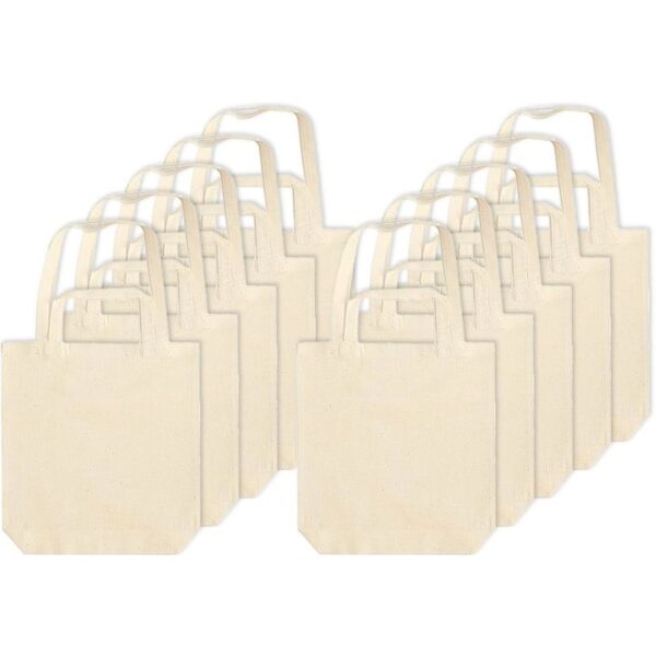 10x canvas tas met dubbel hengsel - beige - 38 x 42 cm- katoen - boodschappen draagtas/shopper