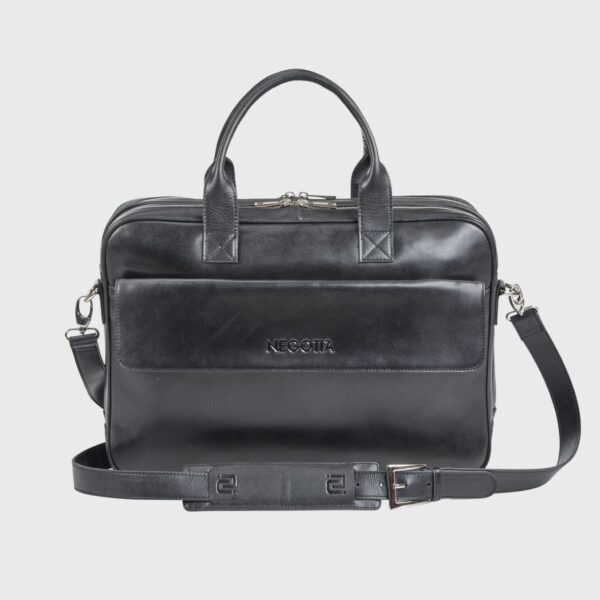 NEGOTIA Alpha Leren Laptoptas 15 Werktas Aktetas Messenger bag Zwart