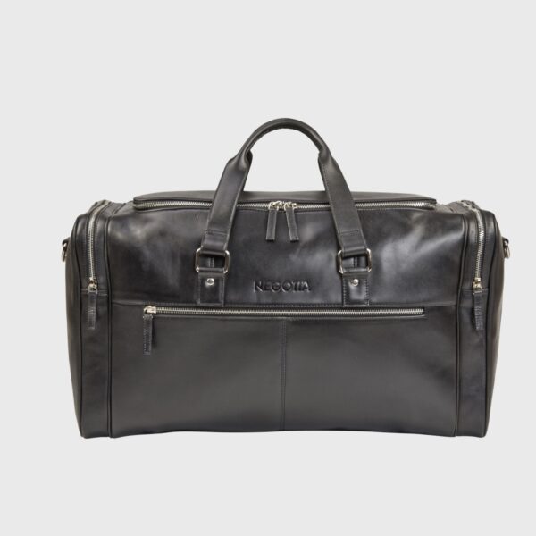 NEGOTIA Alpha Leren Duffel Bag Weekendtas Reistas Zwart