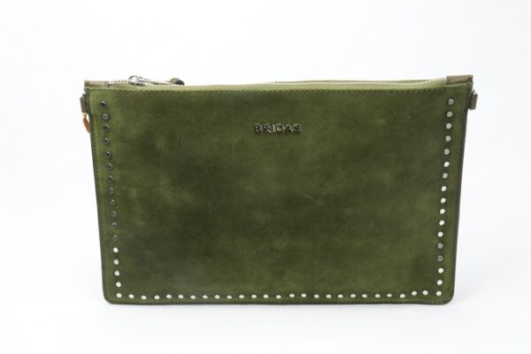 Bridas groene suede Clutch met kleine metalen studs