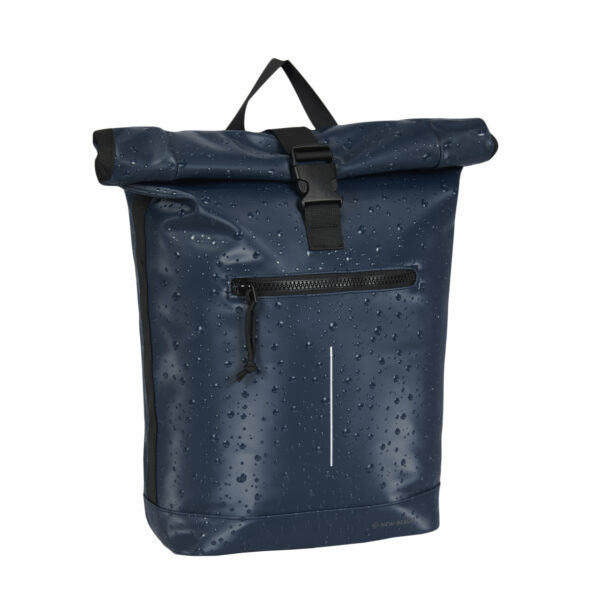 New Rebels New York Droplets Rolltop Rugtas Navy Blauw Waterafstotend 21 Liter Laptopvak