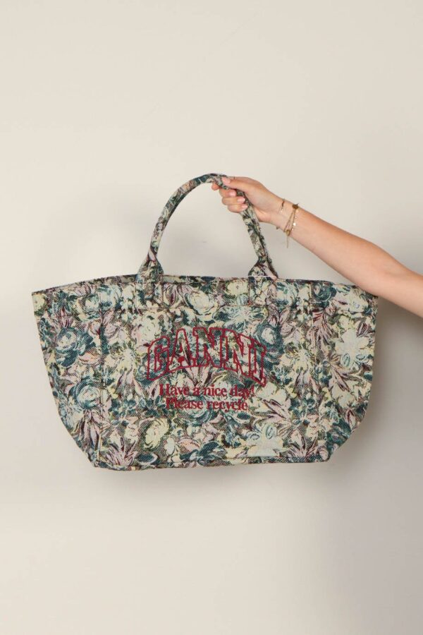 Ganni - Tas - Shopper XXL Print Tapestry Reversible - Jadeite
