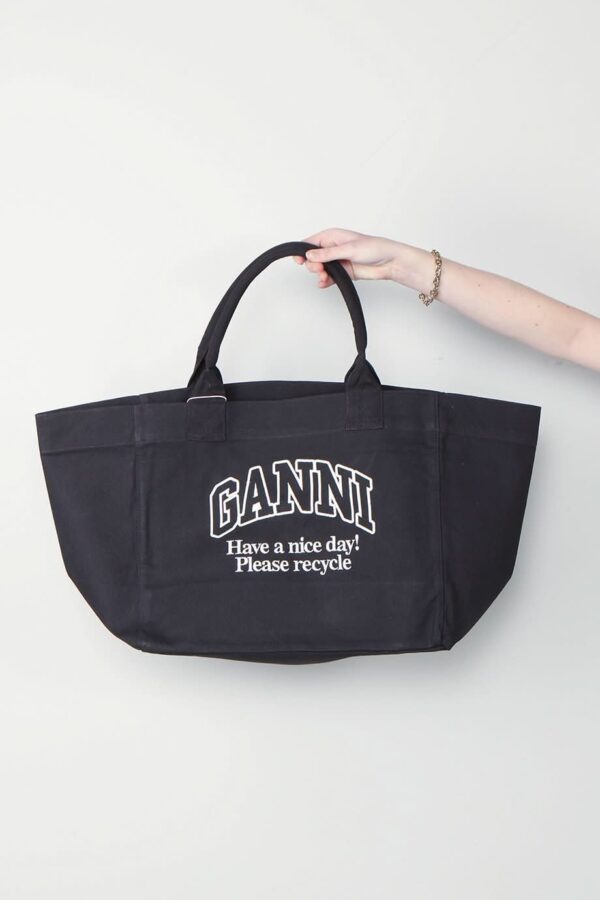 Ganni - Tas - Shopper XXL Contrasted Logo - Phantom