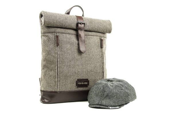 Tweed Roll Top Rugzak Bruin | Peaky Blinders